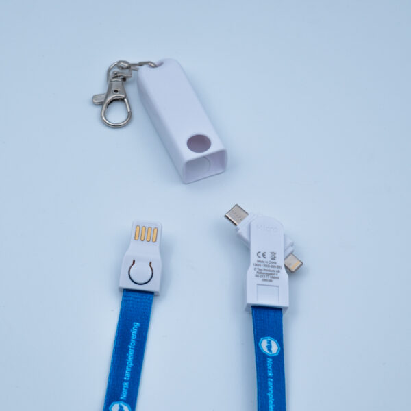 NTpF 3-i-1 Lanyard Ladekabel – Praktisk nøkkelbånd med logo - Bilde 2